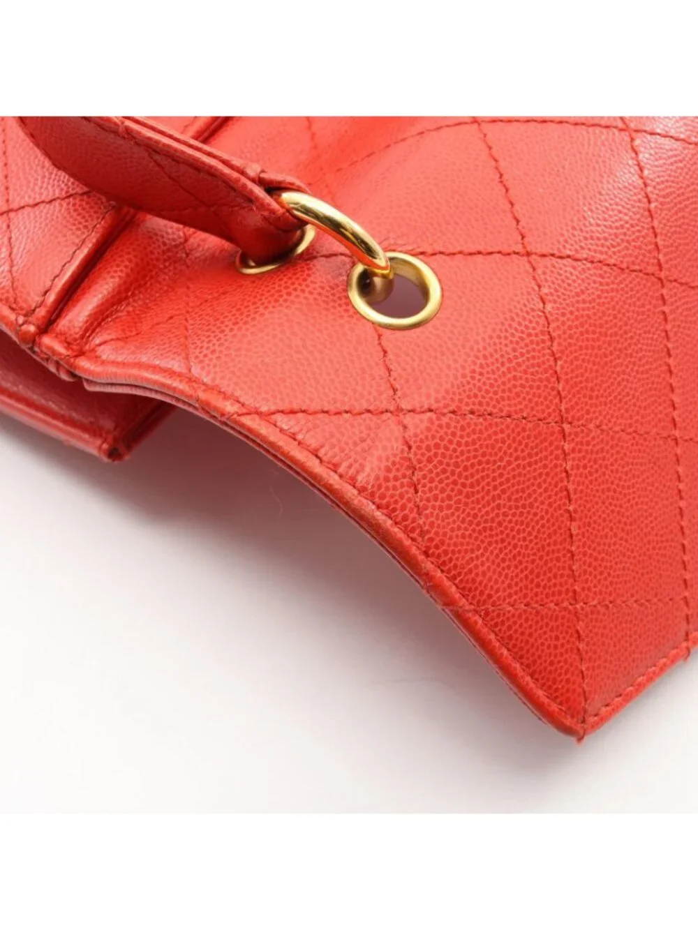 Chanel Handbag Quilted Red Caviar Leather Top Handle